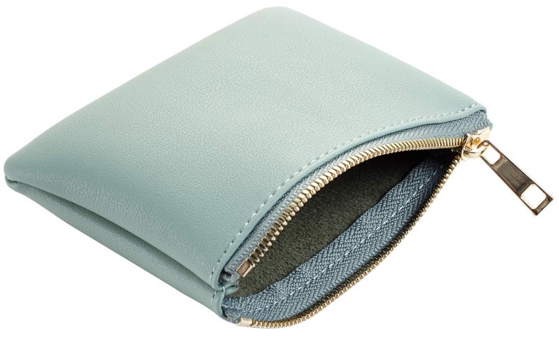 Chelmon Vegan Leather Coin Purse Pouch Change Purse With Zipper For Men Women (Green Light) - Image 3